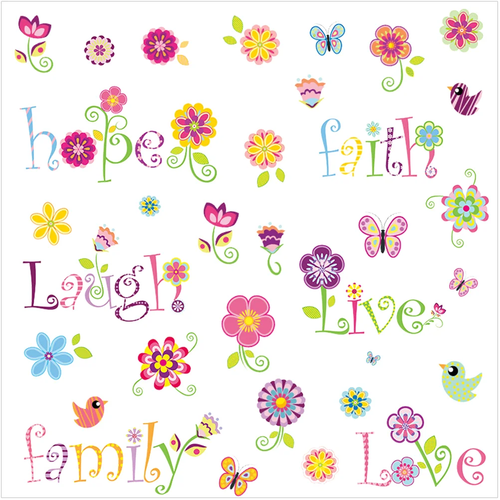 

1 Sheet Flowers Wall Sticker Spring Wall Decal Removable DIY Floral Pattern DIY Wall Sticker