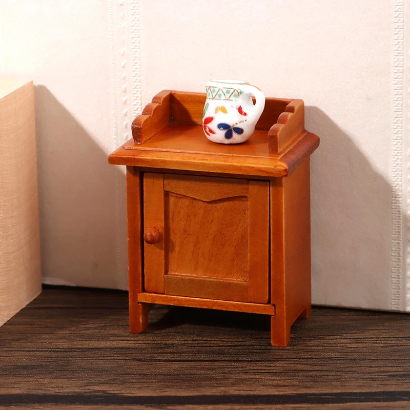 

1pc Dollhouse Miniature Bedside Table Nightstand Storage Cabinet Furniture Model Decor Toy Doll House Accessories Living Scene