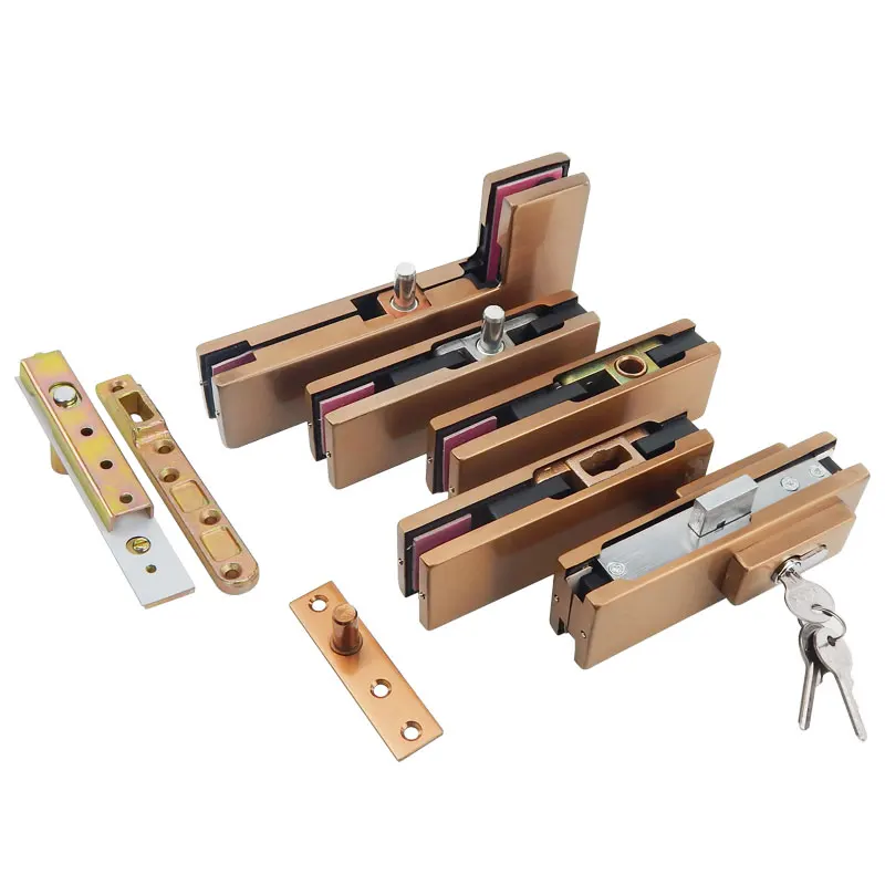 

Rose Gold Frameless Glass Door Clip Ground Spring Door One Word Clip Seven Word Clip Ground Lock Rose Gold Wire Drawing