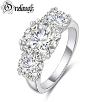 onelaugh solid 5ct three stone d color moissanite diamond rings for women engagement wedding 925 silver ring love promise gifts