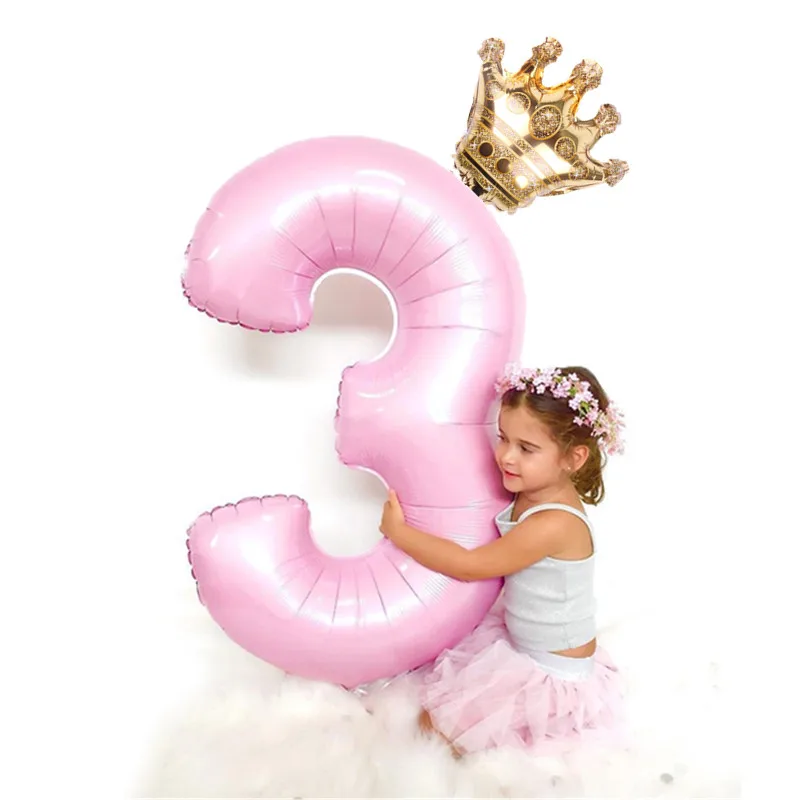 

2PCS/lot 32inch Number Foil Balloons Digit Air Ballon Kids Birthday Party Wild One Decorations Figure 30 Ans Decoracao Coroa
