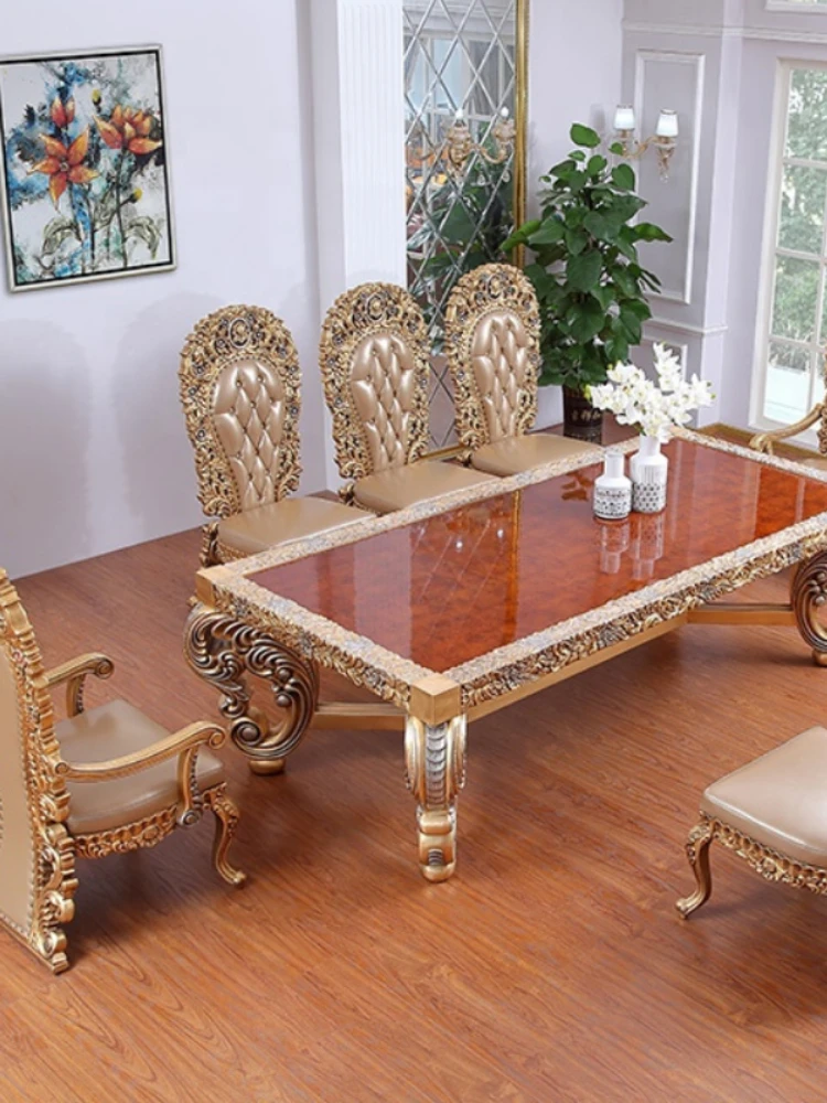 

High quality customized solid wood dining tables and chairs carved dining room set Nordic dining chairs dining room chairs