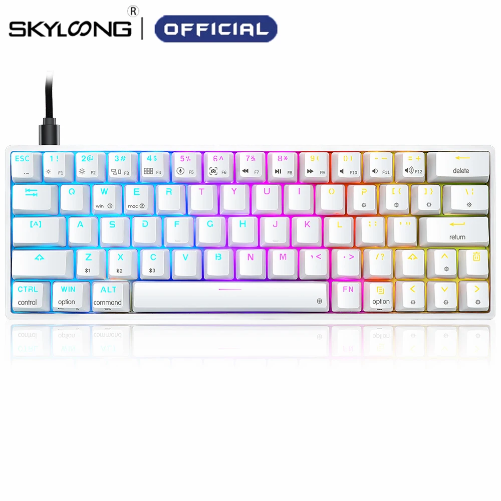 SKYLOONG GK64S 64 Keycaps Mechanical Keyboard Wireless Bluetooth Optical Gateron Switch Hot Swap RGB Gaming Keyboard For Tablet