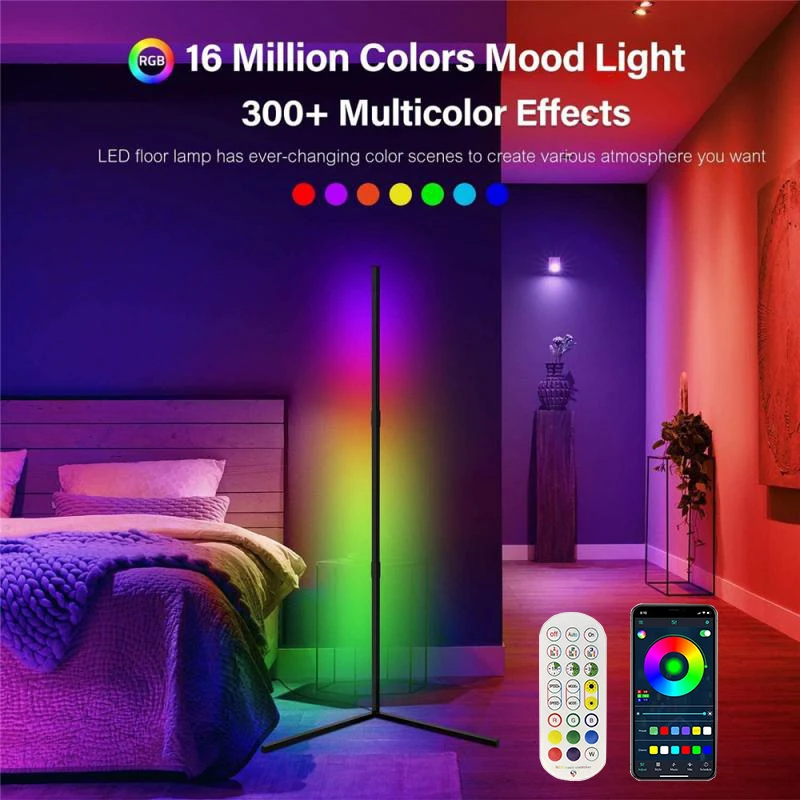 RGB угловая Напольная Лампа для гостиной приглушаемая прикроватная лампа с