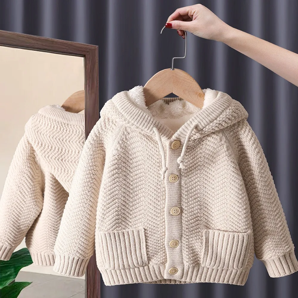 

Autumn Winter Clothes Sweater Boys Girls Kids Hooded Cardigan for Girl Boys Knitted Sweater Children Sweater for Boys Girls