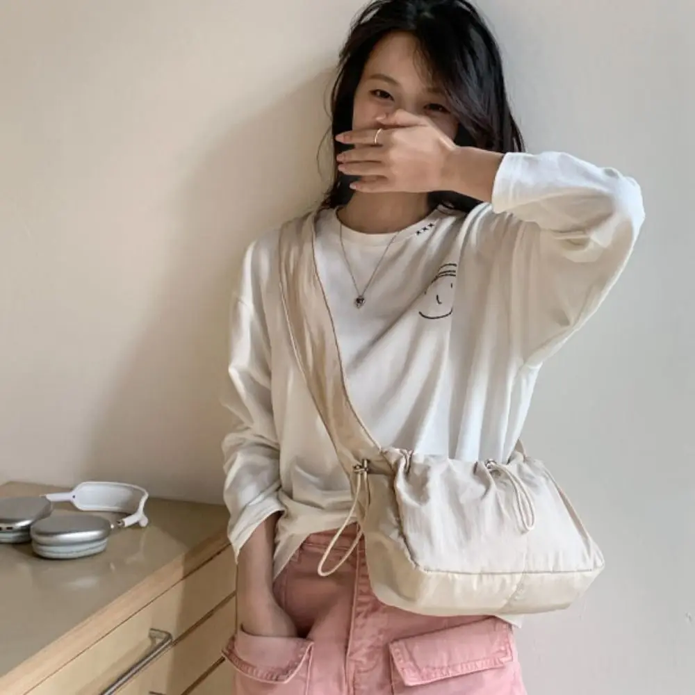 Плиссированная сумка через плечо на шнурке однотонная Сумка-Кроссбоди в