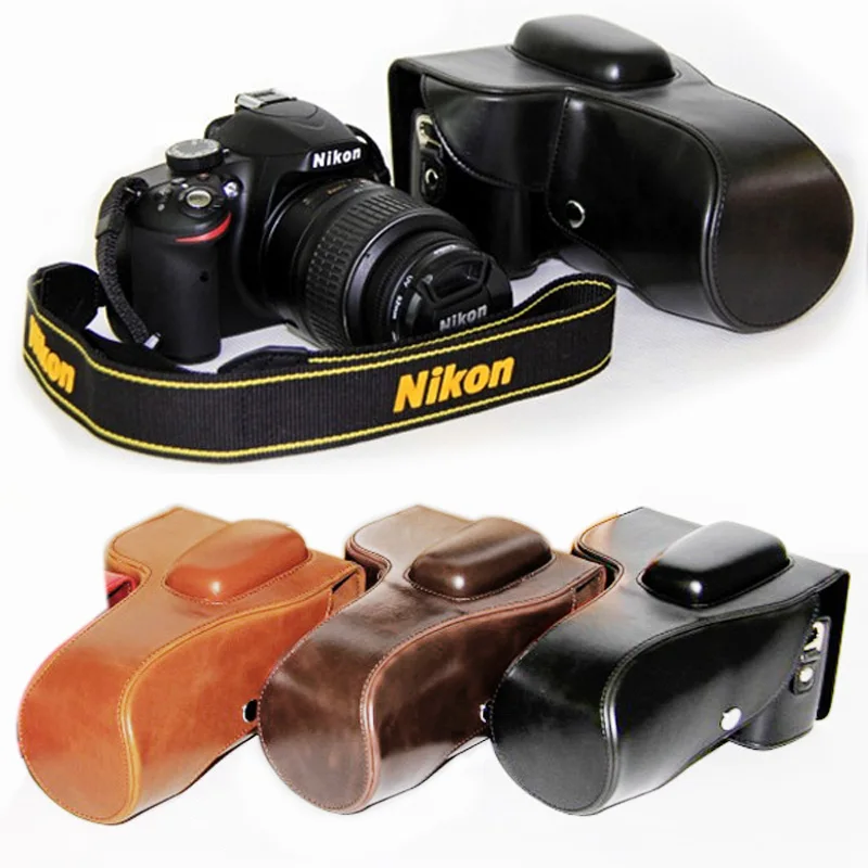 Кожаный чехол для камеры Nikon D3200 с объективом 15-55/18-105 мм | Электроника