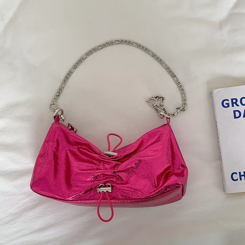 

Spicy Girl Style Hobos Women Shoulder Bags Drawsting Lady Handbags Chain Small Tote Bag Sweet Cool Shopper Purses For Girls