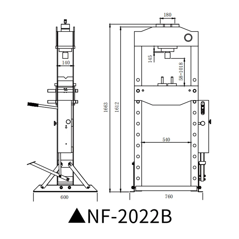 Nanfang Machinery NF-2022B 20T Пневматический ручной пресс 160 мм Рабочий диапазон для