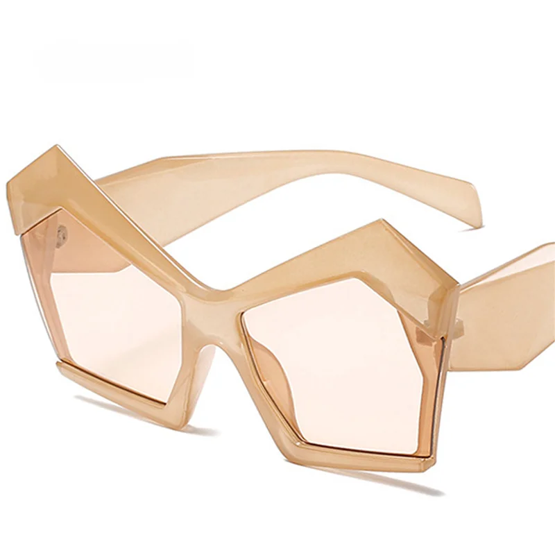 

Fashion Oversized Irregular Cat Eye Sunglasses Women Retro Gradient Shades UV400 Men Trending Champagne Orange Sun Glasses