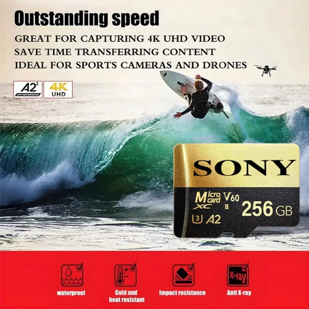 Новая оригинальная карта SONY Micro SD 2TB 1TB Высокоскоростная памяти 512GB 128GB Class TF Card для