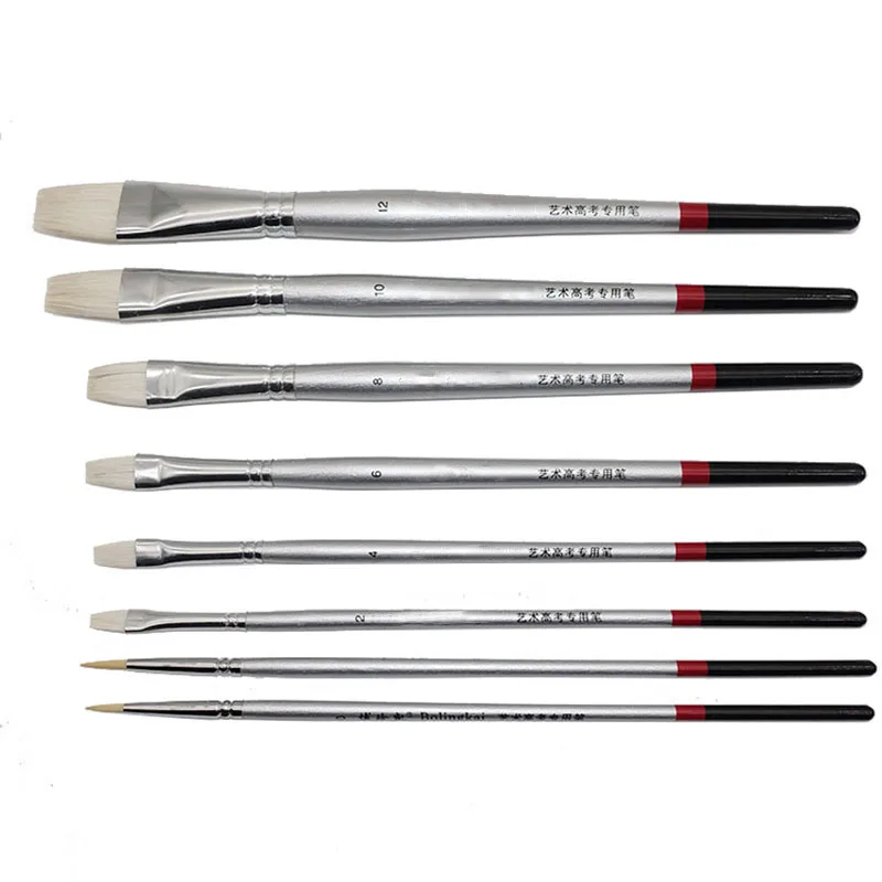 

Набор кистей для масляной краски, набор из 8 кисточек для рисования маслом, с шерстяными волосами, с круглой головкой, с коротким серебряным ...