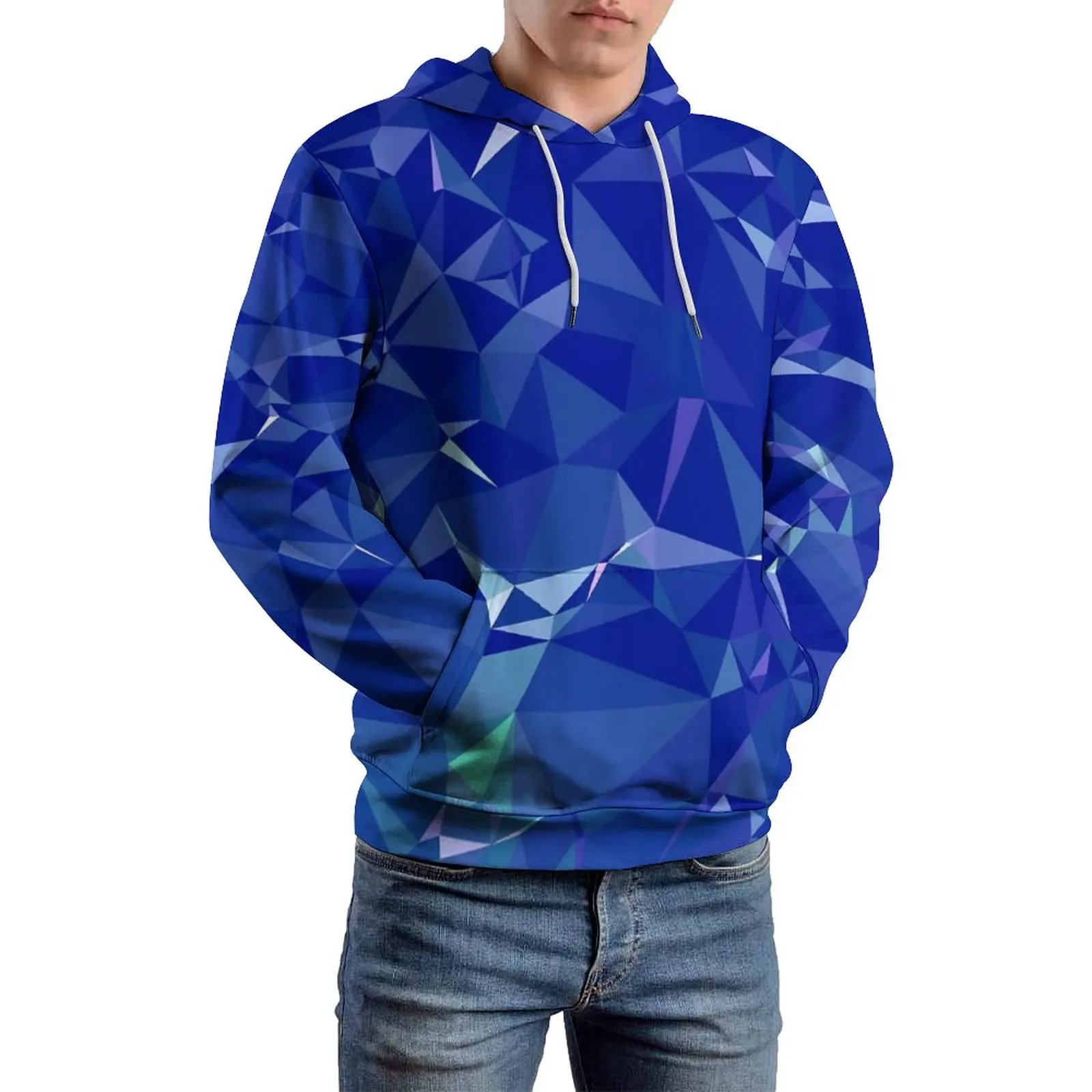 

Elegant Geo Print Loose Hoodies Modern Geometric Art Casual Hoodie Men Long Sleeve Y2k Design Sweatshirts Big Size