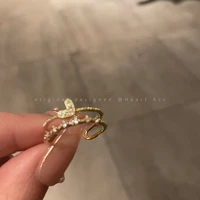 trendy double layer love zircon ring women light luxury exquisite fashion personality opening adjustable tail ring jewelry gift