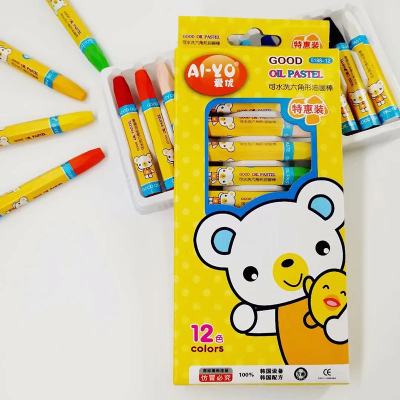 12 Цветов/набор моющихся детских масляных пастельных карандашей восковые рисунки художественные карандаши для школьника детей Скетч Арт Расходные материалы.