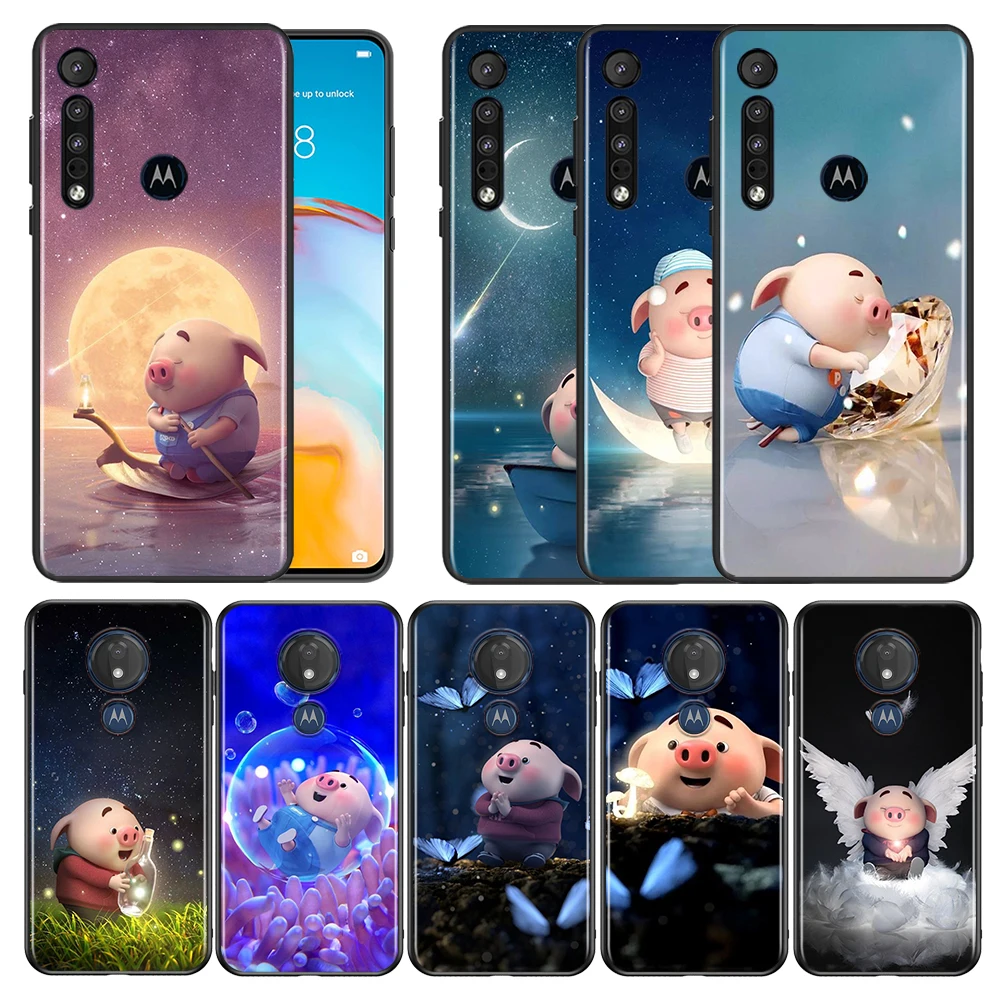 

Cute Pig Cartoon For Motorola G9 G8 E7 E6 Power Plus Play Fusion Plus Power Lite Soft Black Phone Coque Fundas