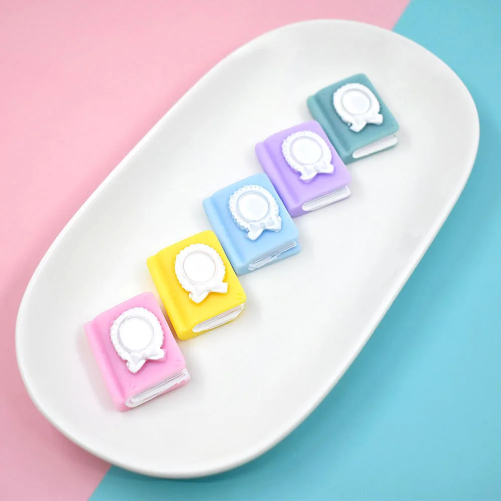 

10pcs Resin Kawaii Macaroon Mini Notebook Cabochon Miniature Accessories Scrapbooking Flatback Material Charm Diy Embellishments