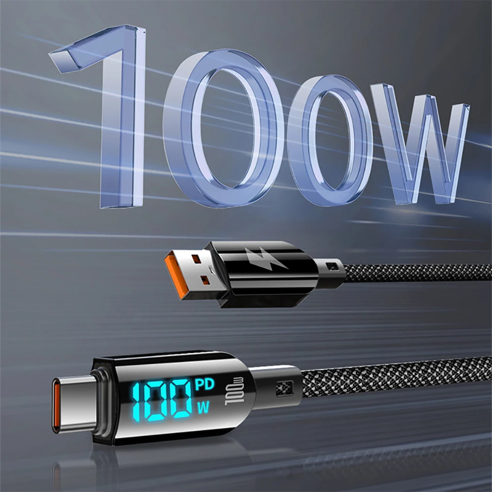 НОВЫЙ USB-кабель 100 Вт тип C быстрая зарядка цифровой дисплей кабель для передачи