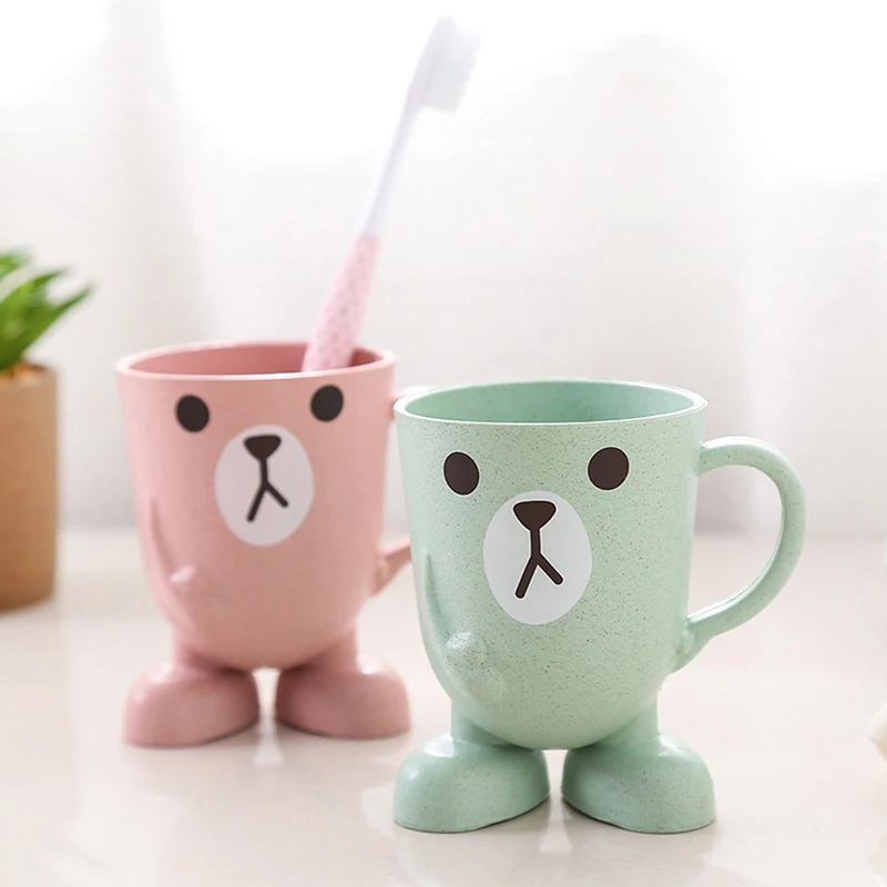

Bathroom Tumbler Mouthwash Cup Wheat Straw Cartoon Animal Toothbrush Cup Portable Toothbrush Holder Bathroom Supplies