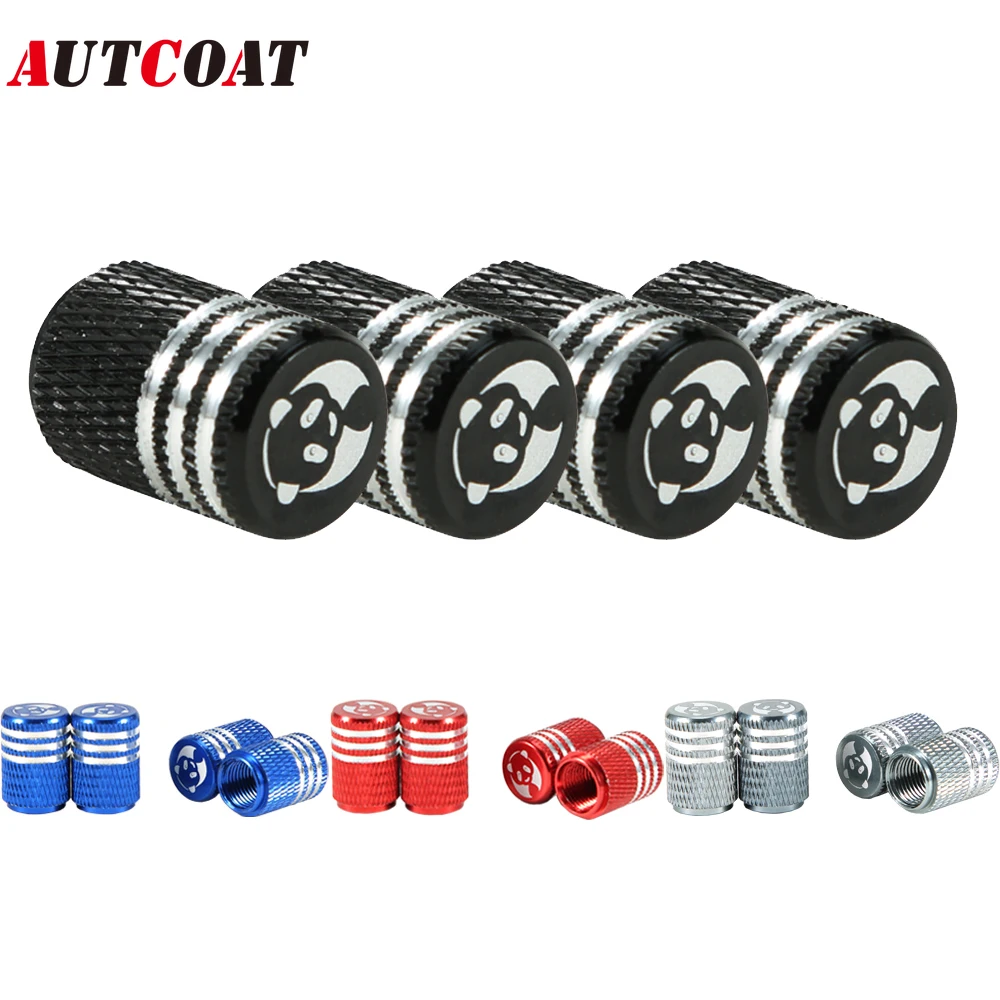

AUTCOAT 4Pcs/Set Panda Tire Stem Valve Caps Aluminum Alloy Car Dustproof Caps Tire Wheel Stem Air Valve Caps