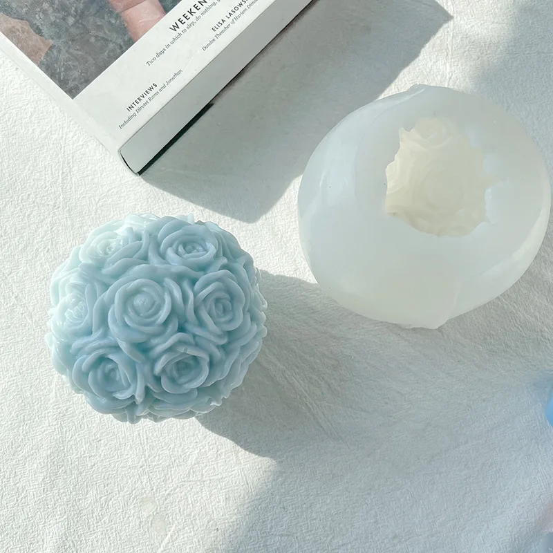 

Diy Flower Balls Candle Silicone Mold Aromatherapy Candles Making Tools 3D Rose Flower Home Decor Resin Crafts Wedding Souvenirs