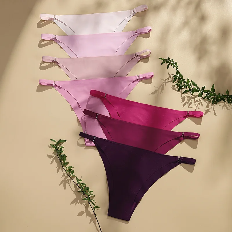 

Ice Silk Seamless Briefs One Piece Low Waist Sexy Female Lingeries Cotton Crocth Breathable Panties Fashion Women's Underwears