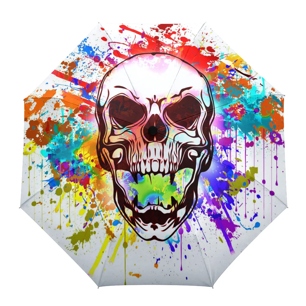 Цветной полностью автоматический зонт с черепом для детей и взрослых зонтик