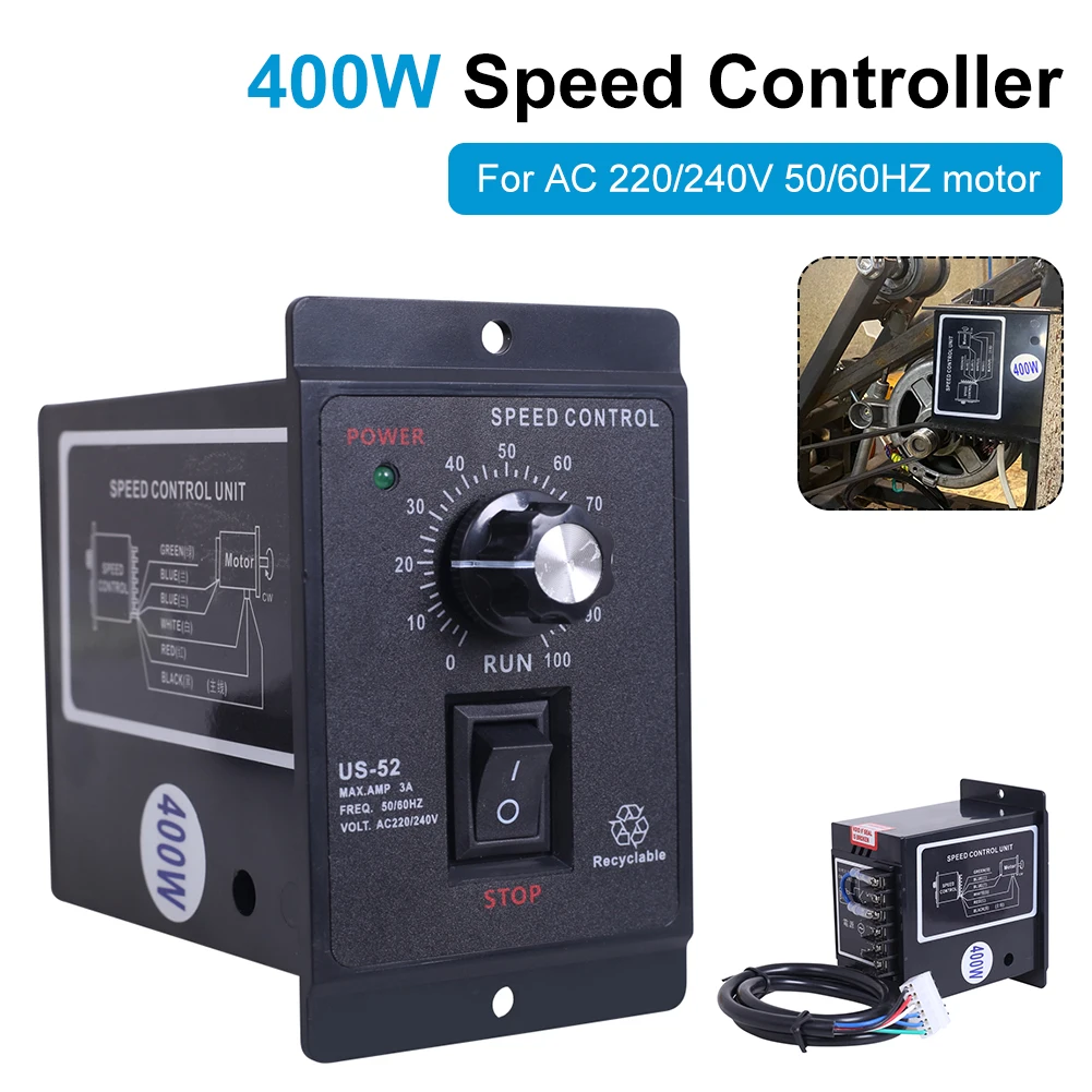 

1Pc 400W AC Motor Speed Controller Speed Pinpoint Regulator Forward And Backward AC 220V 50Hz Mini Motor Speed Control Unit