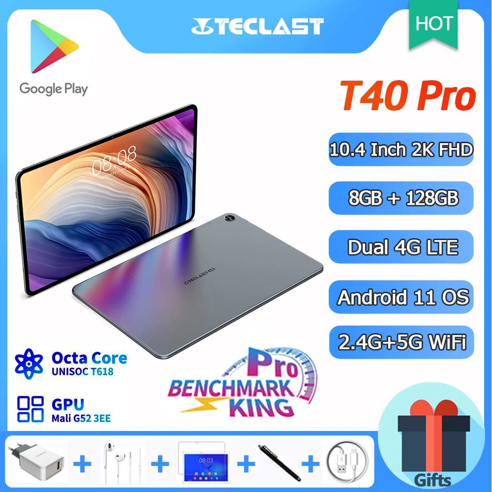 Teclast T40 Pro планшет экран 10 4 дюймов Восьмиядерный Android 11 8 ГБ ОЗУ 128 Гб ПЗУ |