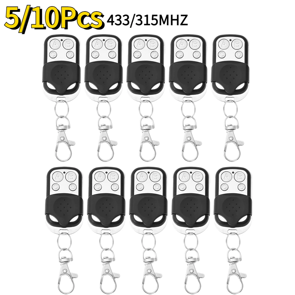 

5/10Pcs 433MHz RF Remote Control 4CH Button Car Key Garage Door Opener Remote Control Auot Copy Electronic Gate Control Clone