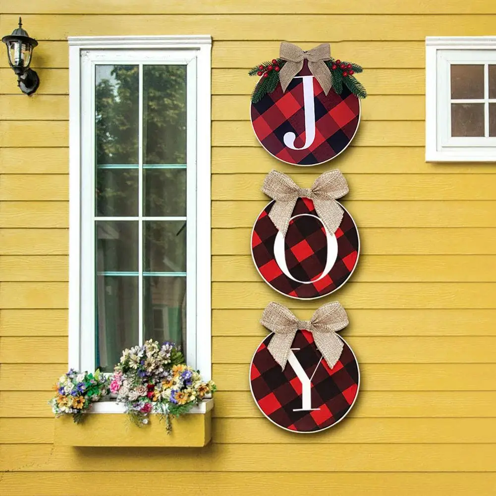 

Fancy Hanging Wreath Weather-resistant Round Christmas JOY Signs Hanging Pendant Door Wreaths Hanging Wreath 3Pcs/Set