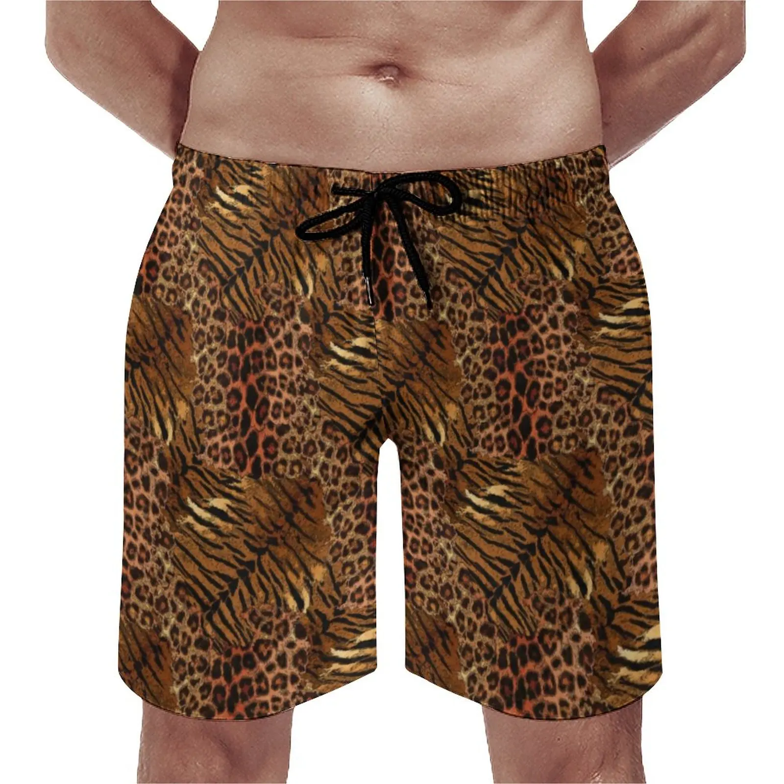 

Leopard Skin Print Board Shorts Trendy Spotted Striped Retro Beach Short Pants Sports Surf Quick Dry Design Swimming Trunks