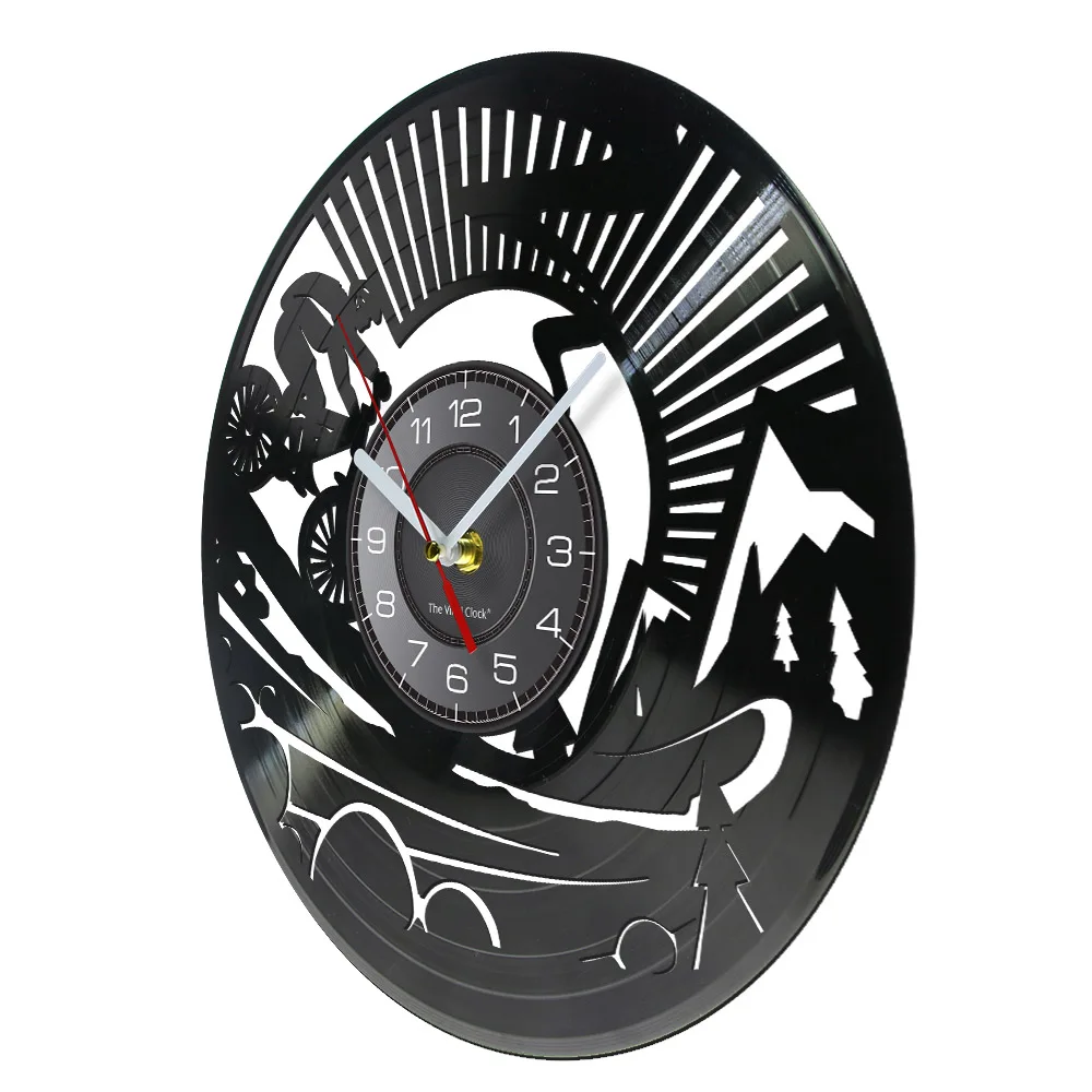 Настенные часы для горных байкеров винтажные виниловые настенные езды на горном