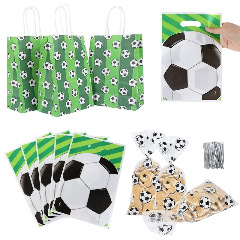 

6/10/20/25pcs Soccer Gift Bags Treat Candy Bags Football Theme Party Favors Packaging Bag With Twist Ties Birthday Party Supplie