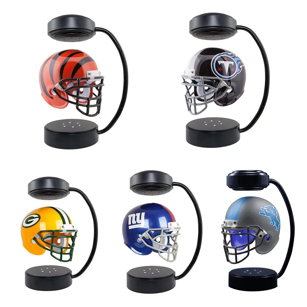 Collectible Levitating Football Helmet with Electromagnetic Stand, Creative Hover Helmets Magnetic Suspension Decoration,for Spo