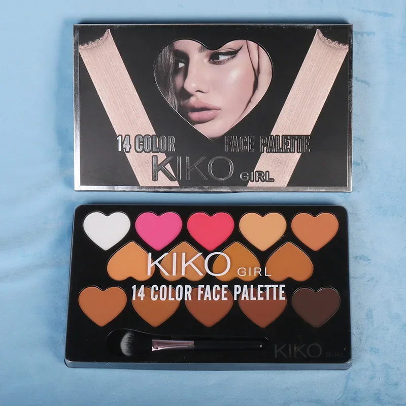 MICOLOR с кистью 14 цветов палитра контурных прессованные искусственные тени для