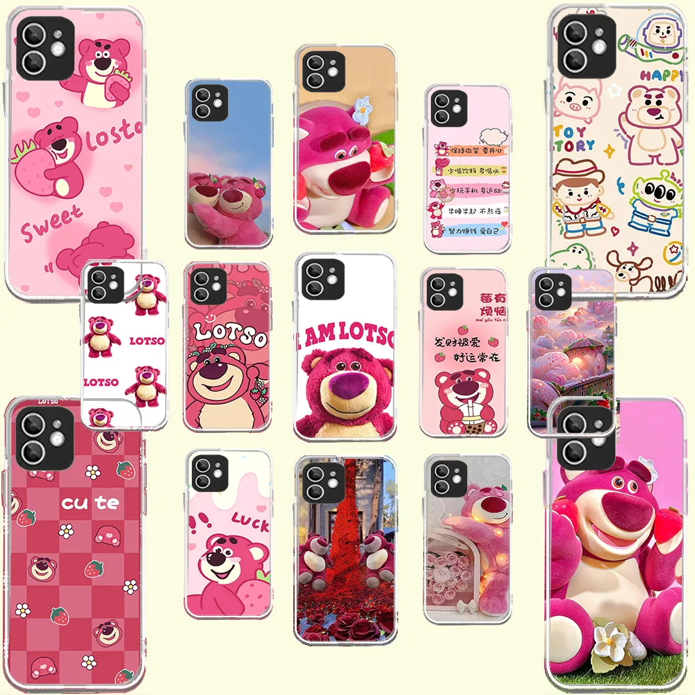 WB-19 Lotso Transparent Silicone Case For iPhone X 13 14 15 16 Mini Pro Plus Max