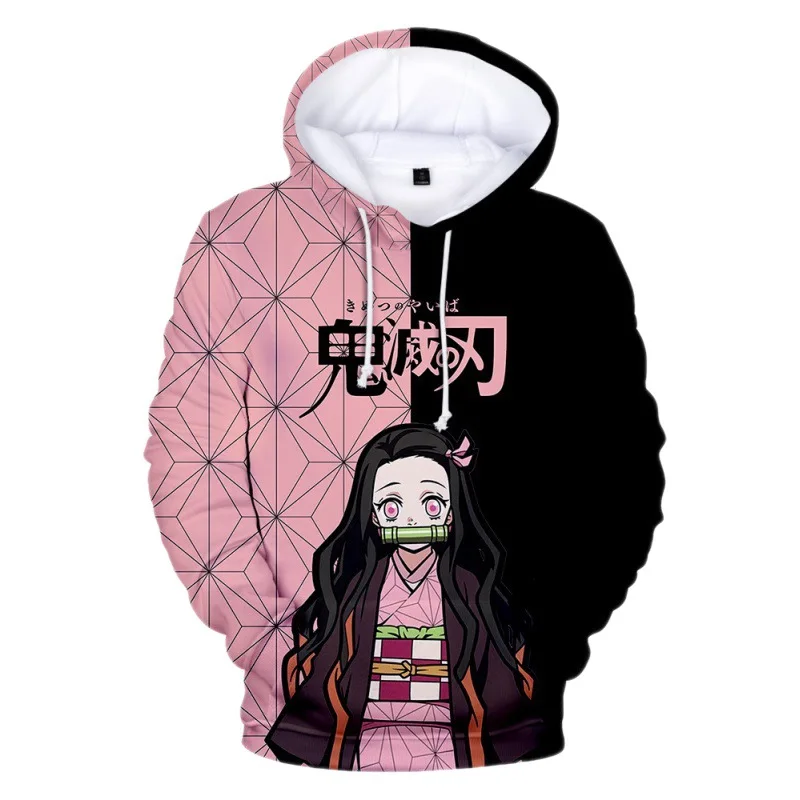 Demon Slayer Kamado Nezuko Cosplay Hoodie 3D Print Hooded Ear Pullover Sweatshirt Streetwear Jacket Coat