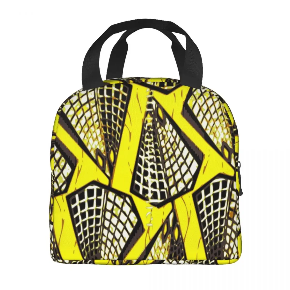 Custom African Ankara Wax Print Yellow Throw Pillow Lunch Bag Women Cooler Thermal Insulated Box for Kids School Children |