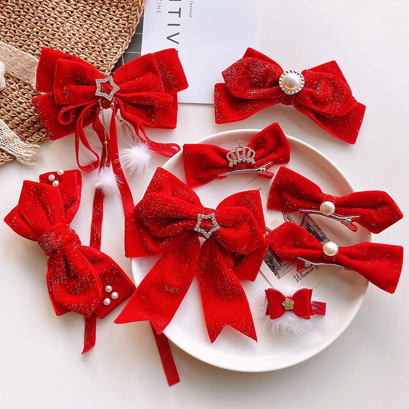 

Детская шпилька для волос с бантом в виде красной клубники