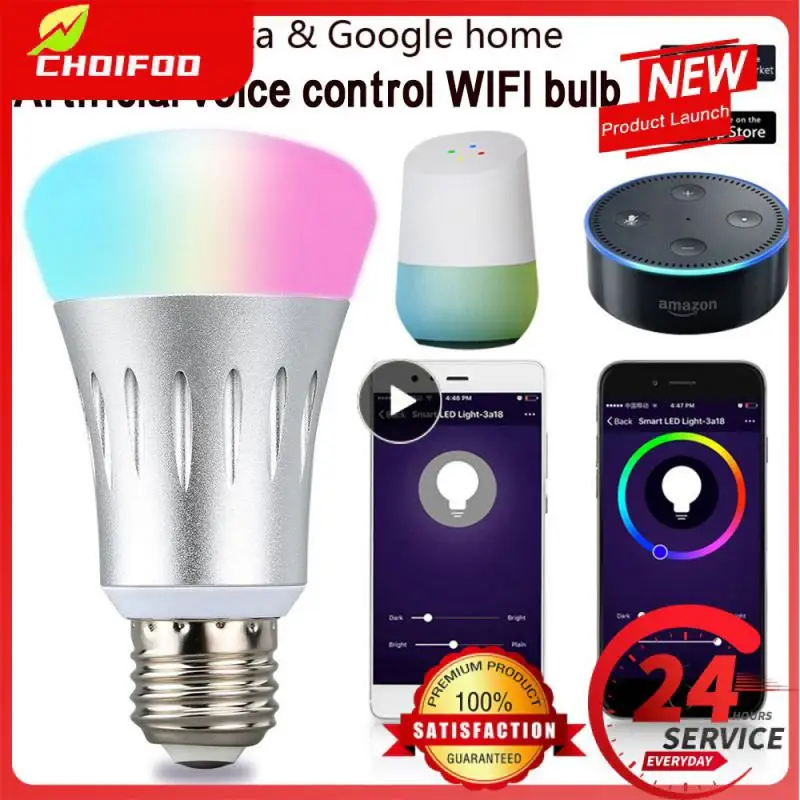 

Energy-saving Lamp Wireless WiFi Smart Light Bulb Remote Voice Control Light Led Lamp Compatible with Alexa Home RGBW