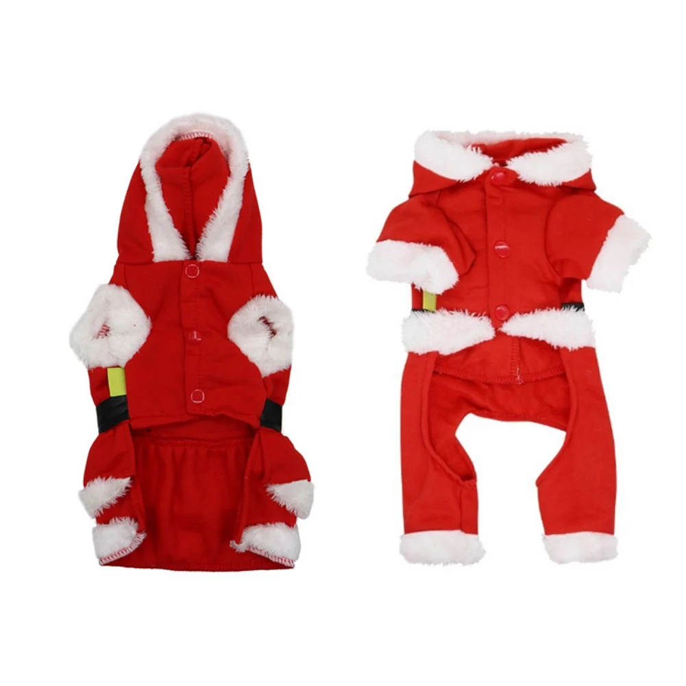 Pet Cats Dogs Christmas Clothes Santa Claus Dog Costume Puppy Pet Coat Jacket Dog Suit with Cap Chihuahua Pug Warm Hoodie
