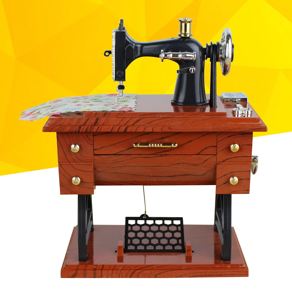 

Sewing Machine Box Clockwork Box Vintage Classical Treadle Sewing Machine Table Desk Mechanical Clockwork Box Gift