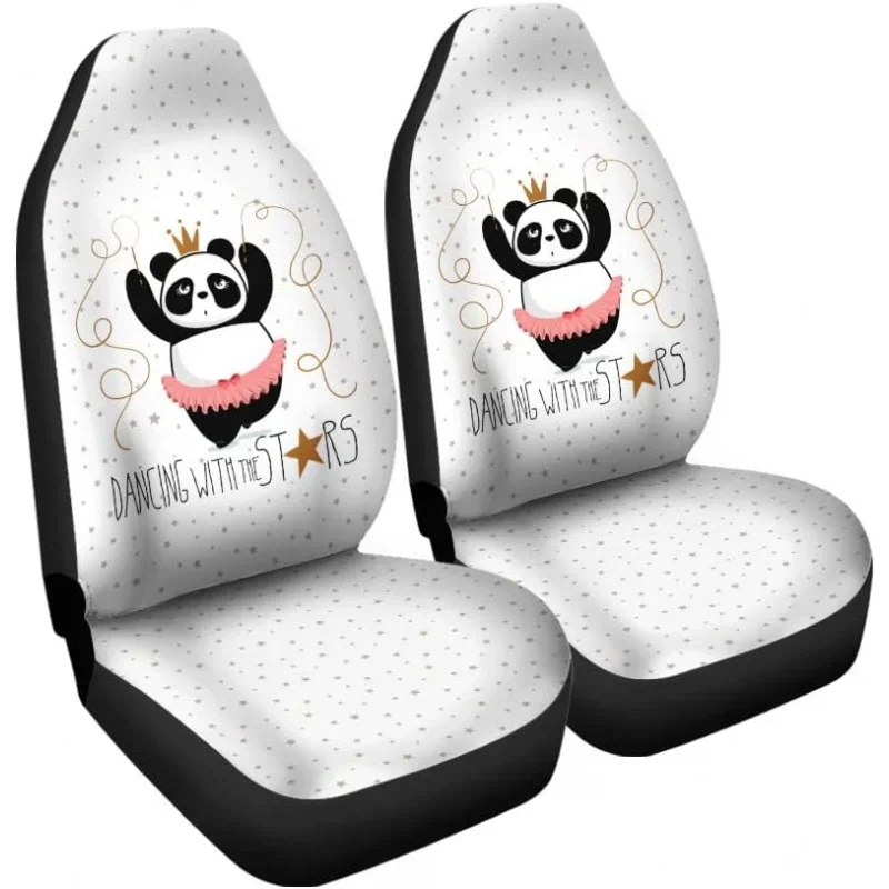 

Dancing Girls Panda Cute Car Front Seat Covers Set Of 2 Universal Fit Most Vehicle Cars Sedan Truck SUV Four Season