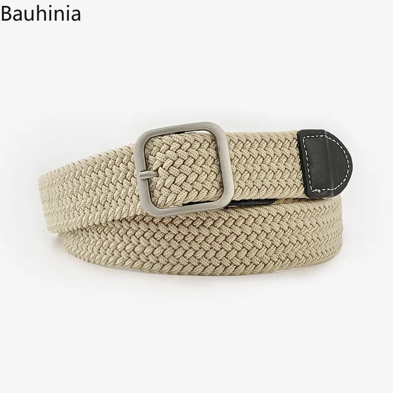 

Bauhinia Explosive New Casual Canvas Stretch Woven 107cm Square Buckle Jeans Pin Buckle Belt For Men/Women Students