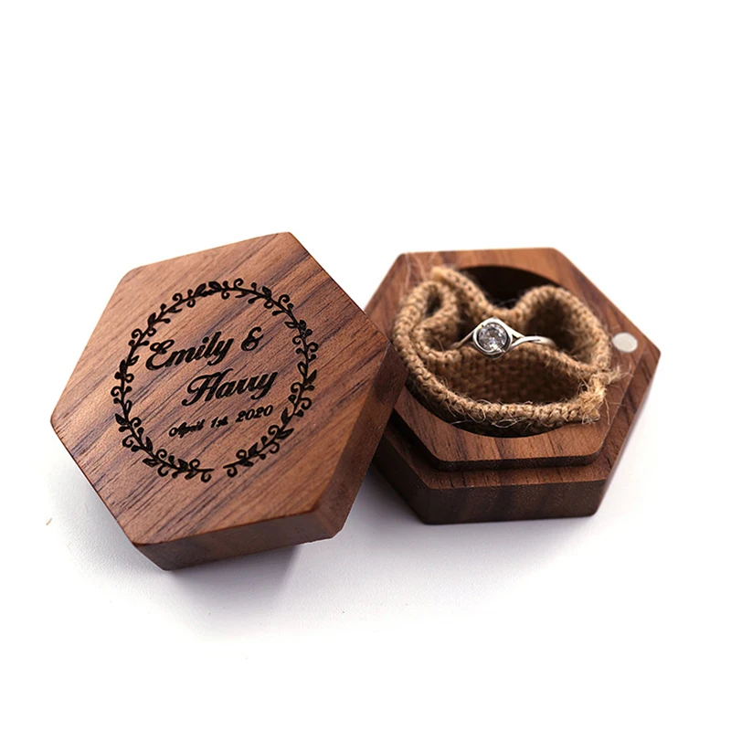 

Small Wood Ring Box Luxury Jewelry Storage Box Organizer for Girl Jewelry Box Storage Organizer Case Printed Lettering Logo Gift