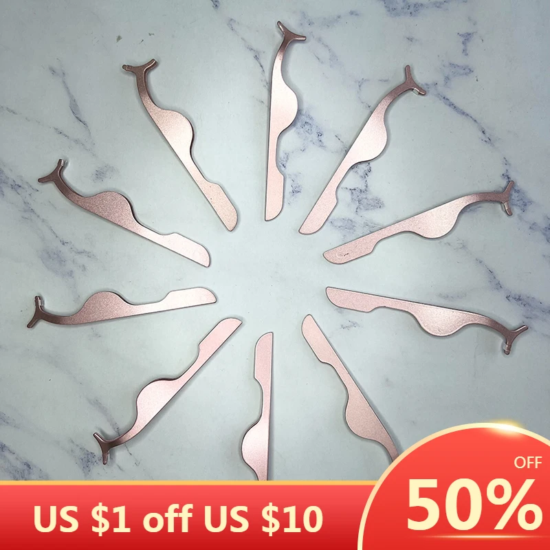 

10 Pcs/pack Multifunction Eyelash Grafting Supplies Eyelash Extension Tweezers Professional Curved Portable Eyebrow Tweezers