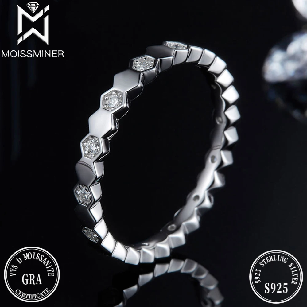 Кольца с муассанитом Улей для женщин S925 серебряное обручальное кольцо