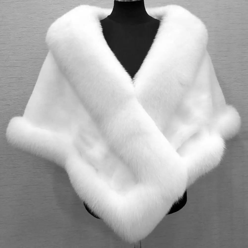 

Women Poncho Thickened Faux Fur Shawl New Women Ladies Cape Coat Wedding party