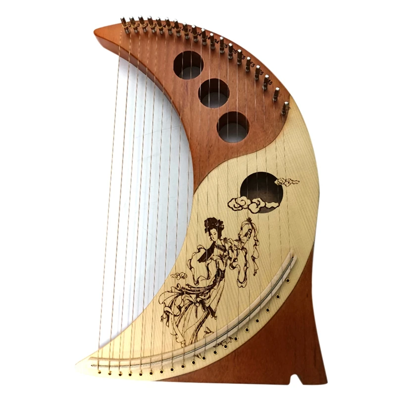 

19 String Lyre Harp,Lyakin,Wooden Lyre Harp,Wood the Moon Harps with Tuning Wrench,for Beginners,Music Lovers,Kids,Etc